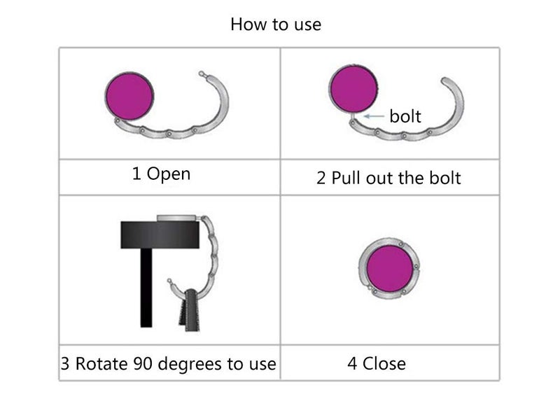 Grtdrm Multiple Hearts Style Premium Foldable Handbag Bag Purse Hanger Table Hook Holder (Purple) - Image 5